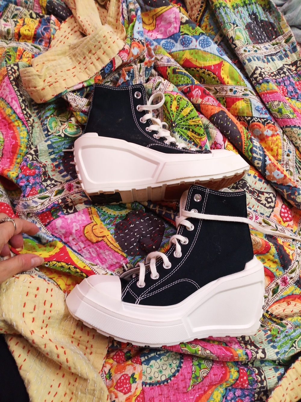 Converse Chuck Taylor Platform High-Top Sneakers in Black & White - Picture 2 of 9